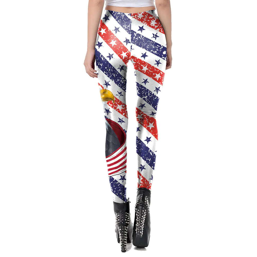 Breathable Quick-Dry Yoga Pants with USA Flag Print