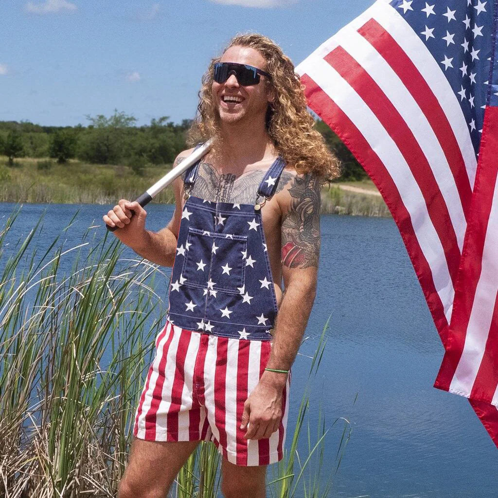 USA Flag Couple Overalls