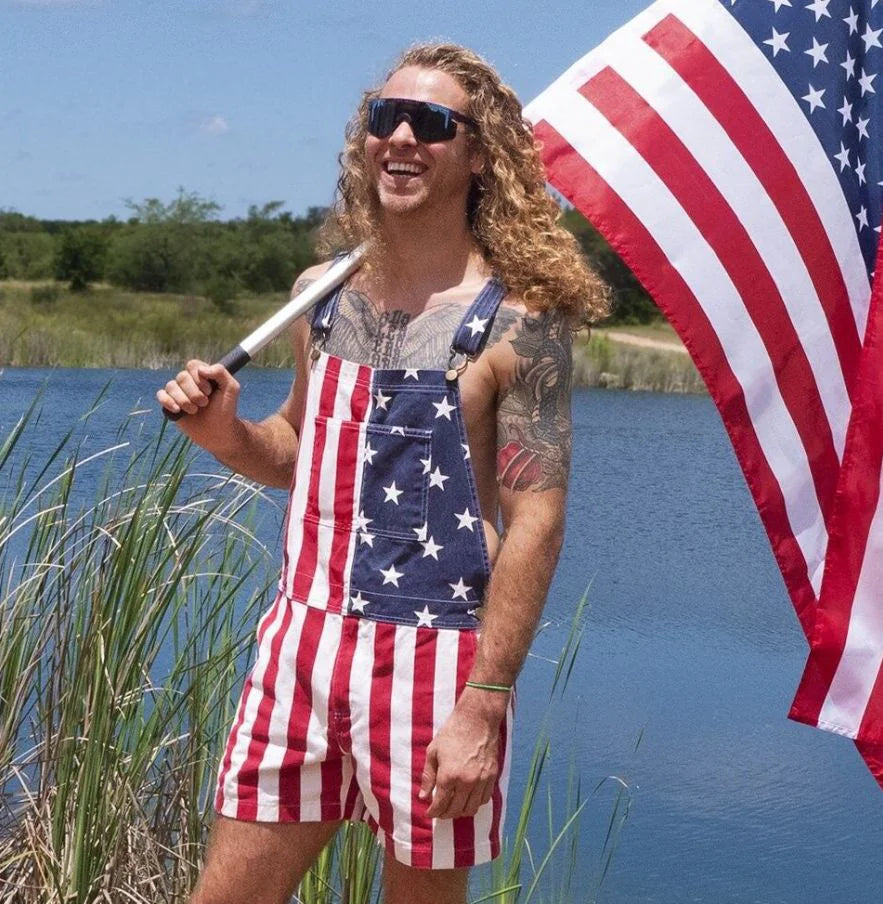 USA Flag Couple Overalls