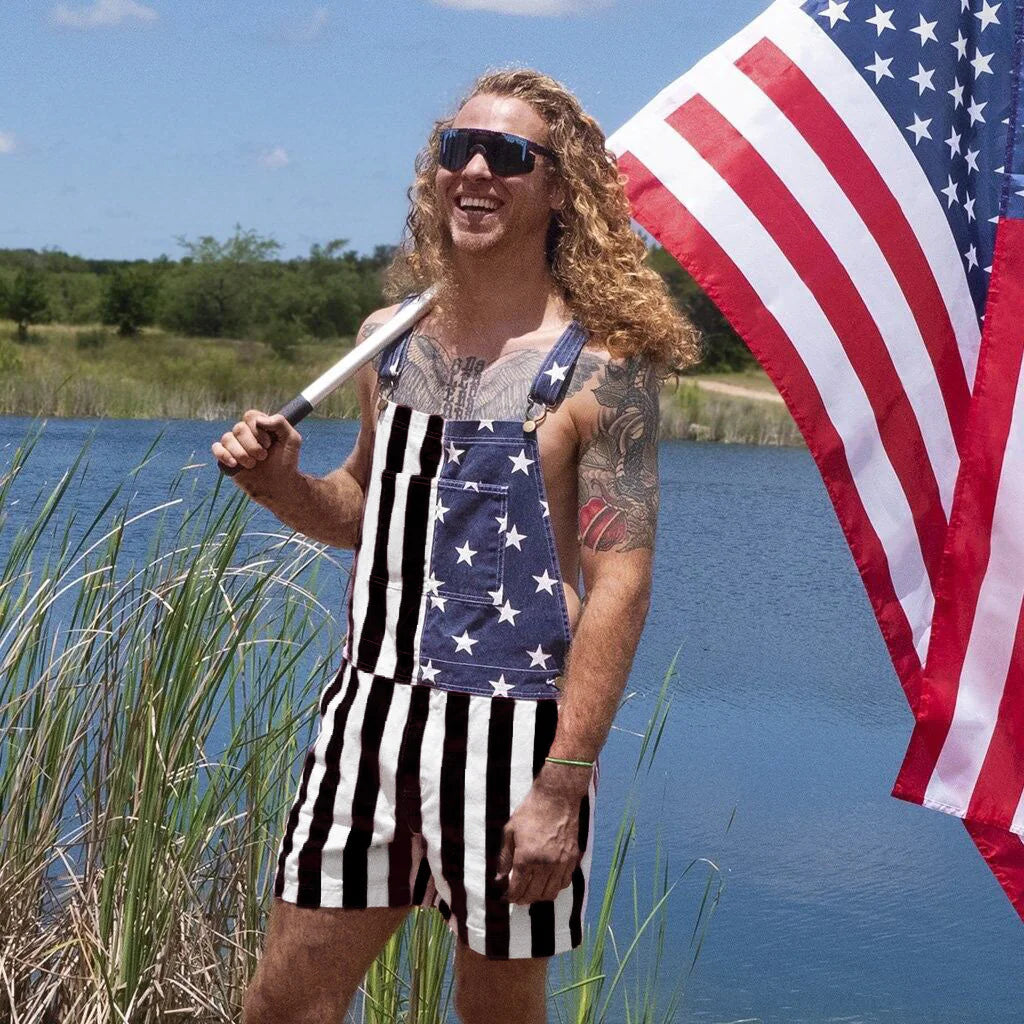 USA Flag Couple Overalls