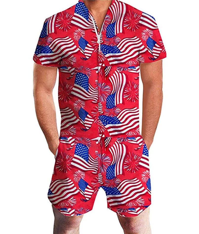 Men's Hawaiian Fruit Print Summer Romper (USA)